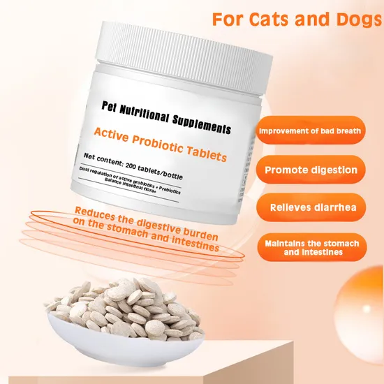 Probiotic Tablets for Pet Digestion, Dog Cat Probiotic Nutrition Supplement Gut Support 